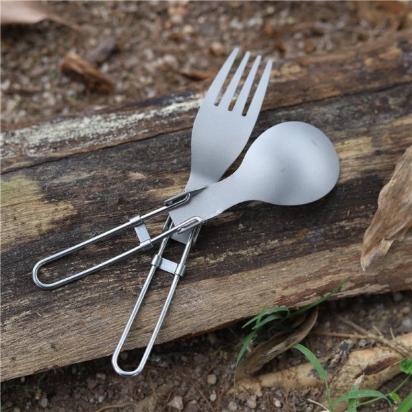 Titanium Foldable Spoon And Fork For Camping Or Outdoor