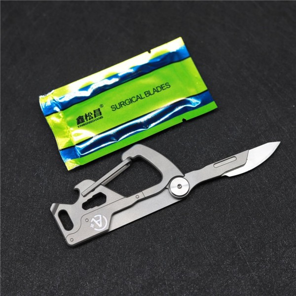 Titanium Multi-functional Quick Keychain With Hiden Replaceable Surgery Blade